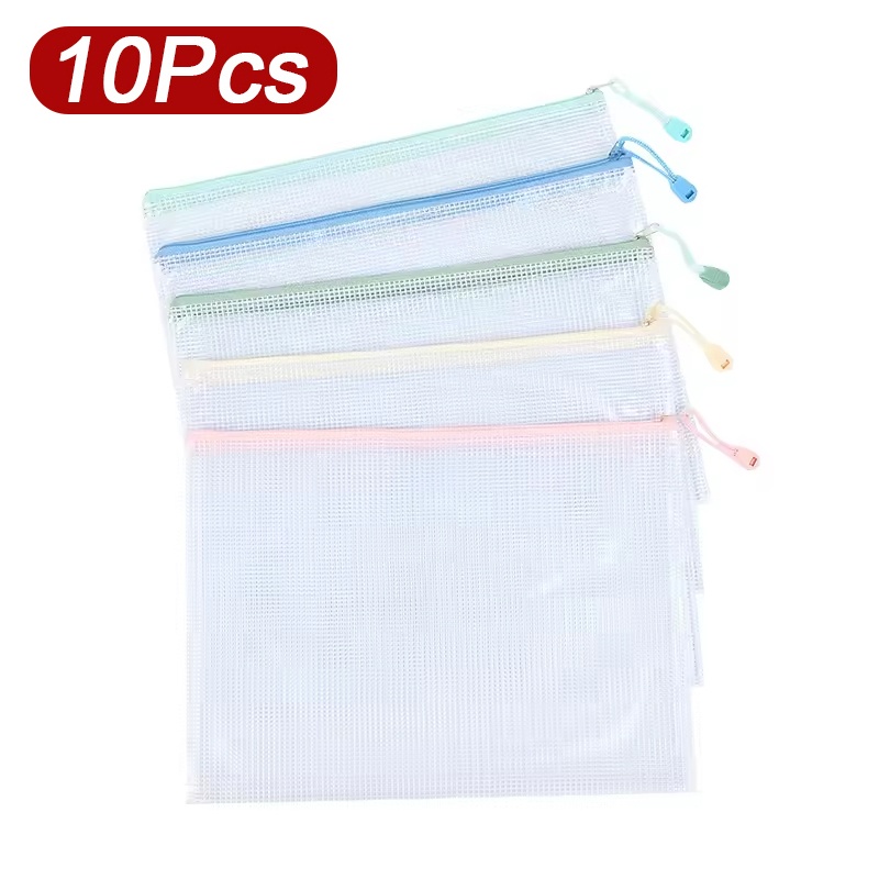 Office Stationery And Supply - ถุงตาข่ายซิปใส่เอกสาร 5-30 ชิ้น กระเป๋าใส่แฟ้มเอกสาร ขนาด A4
