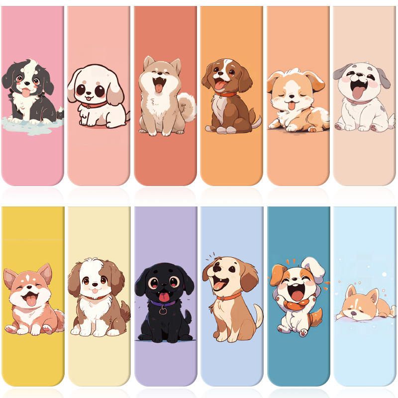 Bookmark Magnetic Clip - ที่คั่นหนังสือแม่เหล็กลูกสุนัขการ์ตูน 12 ชิ้น: เครื่องหมายหน้าคลิปหนีบกระดาษสีสันสดใสสําหรับครูและนักเรียน