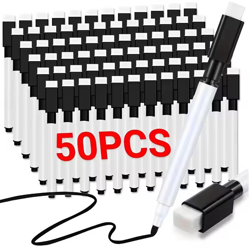 Whiteboard Marker Set - 5-50pcs สีดํา MARKER ปากกาไวท์บอร์ดแม่เหล็ก DRY ERASE