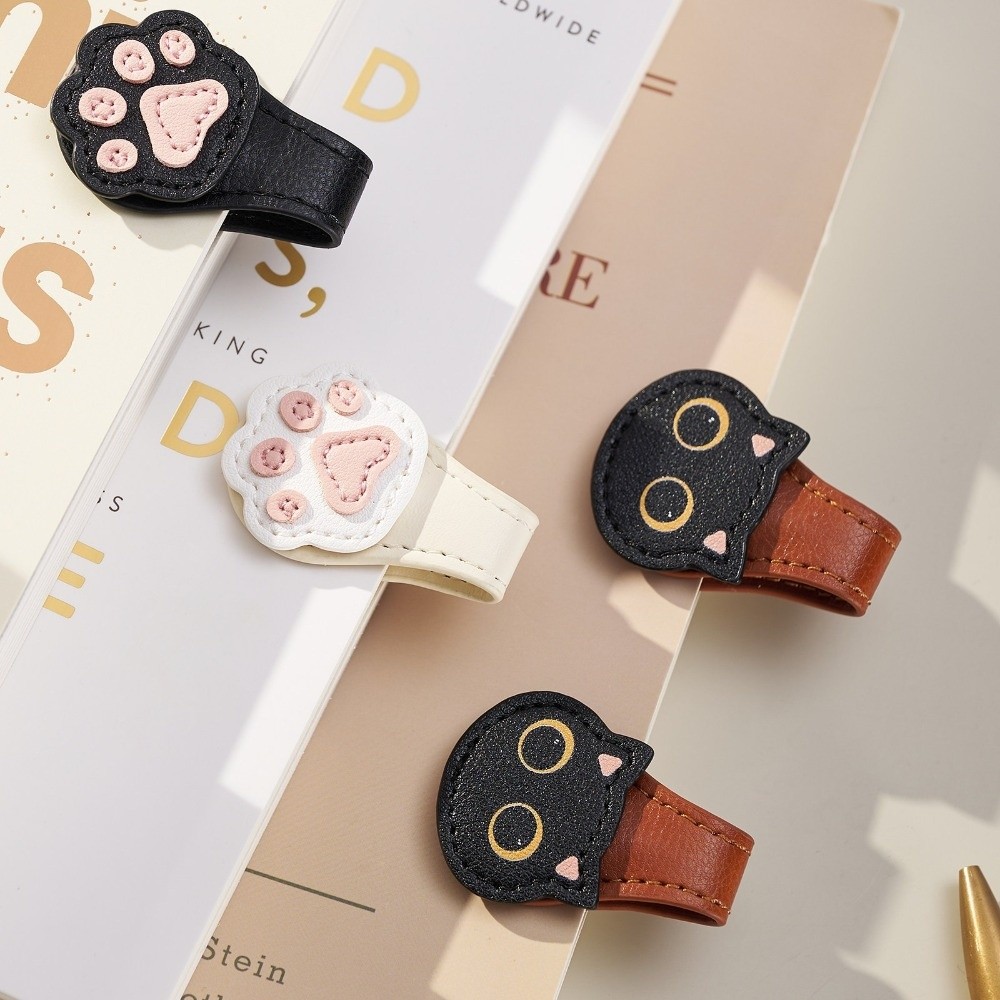 Bookmark Magnetic Clip - ที่คั่นหนังสือแม่เหล็ก PU รูปอุ้งเท้าแมวน่ารัก ที่คั่นหน้าหนังสือแบบแม่เหล็ก รูปหัวแมว สำหรับแบ่งหน้าและทำเครื่องหมายหนังสือ